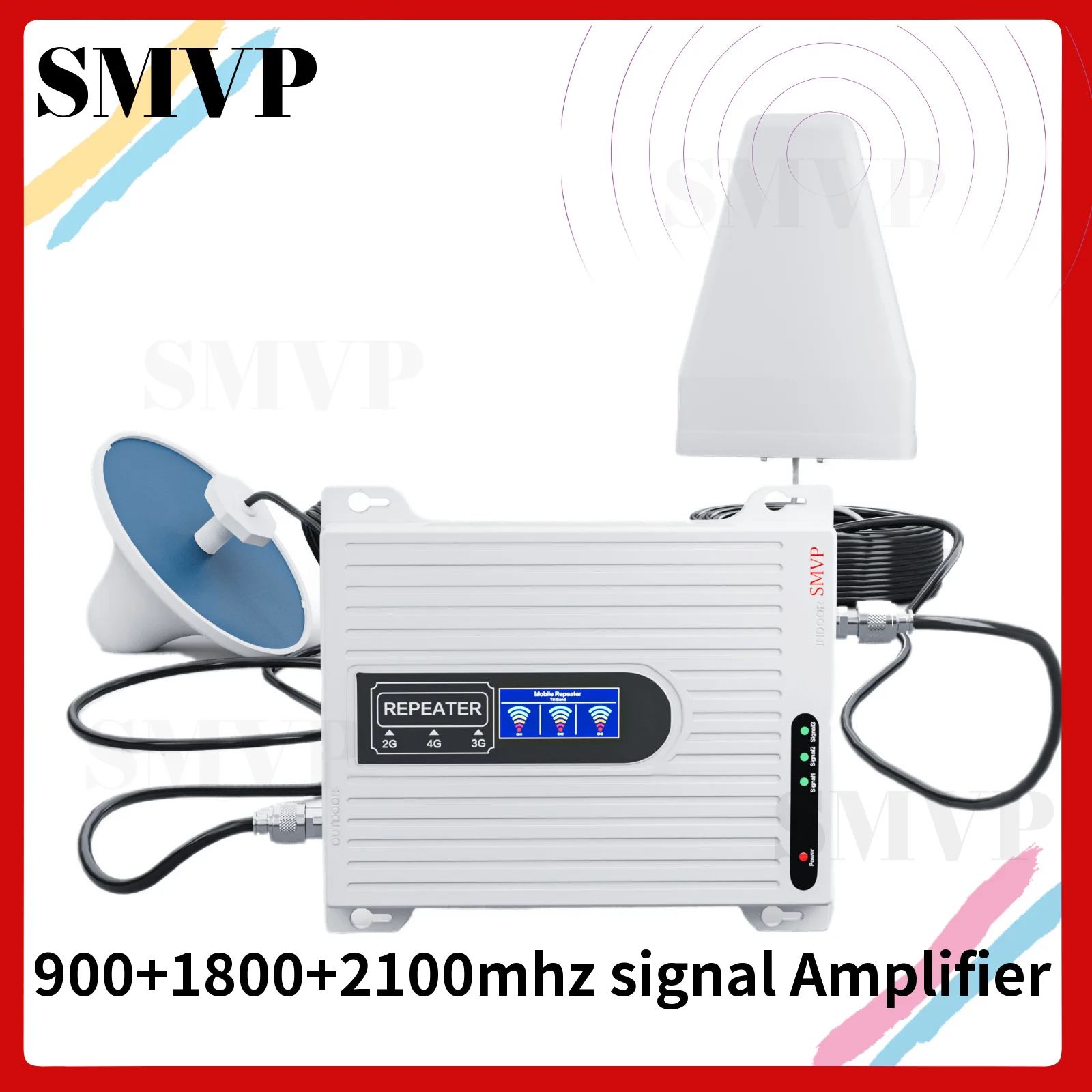 SMVP Dual Band 2G 3G 4G 5G Cellular Mobile Signal Amplifier Booster Repeater Universal 900 1800 2100 Повний комплект