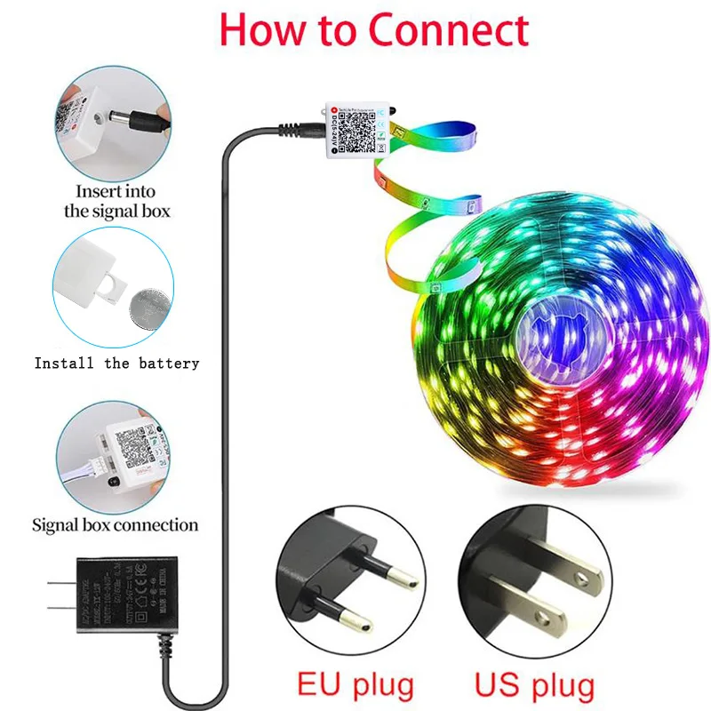 Colorful Remote-Controlled RGB LED Strip Lights for Stylish Room and Bedroom Decoration