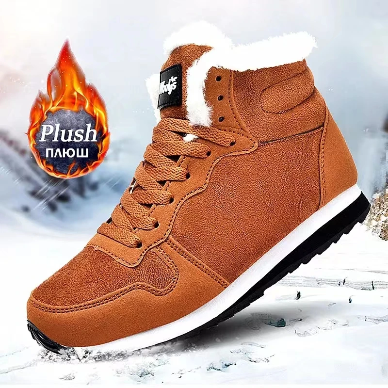 

Men Cotton Shoes Snow Boots Thick Plush Shoes Winter Man Outdoor Walking Keep No Slip Warm Cotton Padded Shoes Large Size 36-48