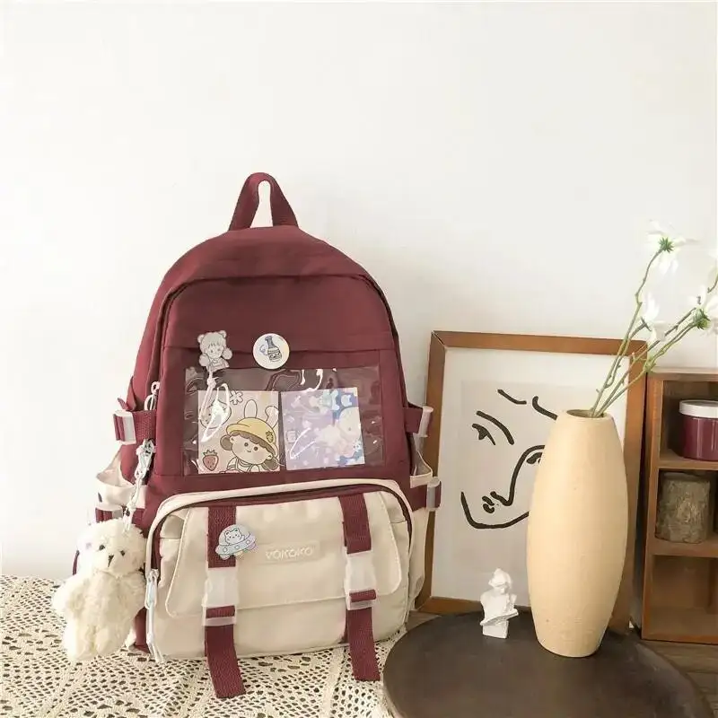College style color matching mesh transparent style small fresh kawaii backpack waterproof gift bag Japanese Harajuku style