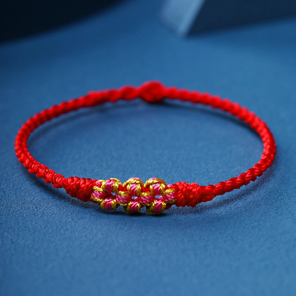 Handmade Buddhist Red String Bracelets for Women Girls Peach Blossom Knot  Flower Woven Rope Bracelet for Protection and Luck - AliExpress