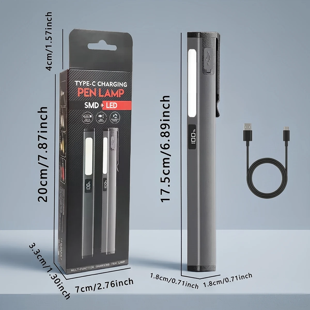 미니 USB 충전식 LED 손전등 휴대용 포켓 펜 클립 라이트 작업용 비상용 야외 방수 랜턴 (자석 포함)