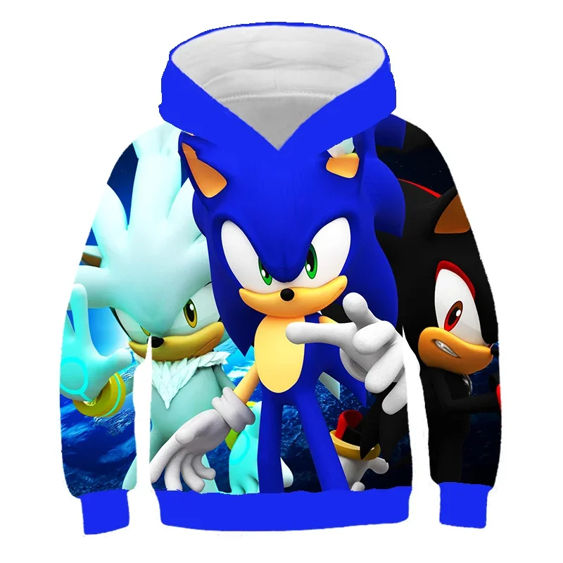 thumbnail image 1 of Ropa para niños, sudadera con capucha de Sonic a la moda para niños, niñas y niños, sudaderas con estampado de anime de manga larga de otoño, camisetas geniales, 1 of 5