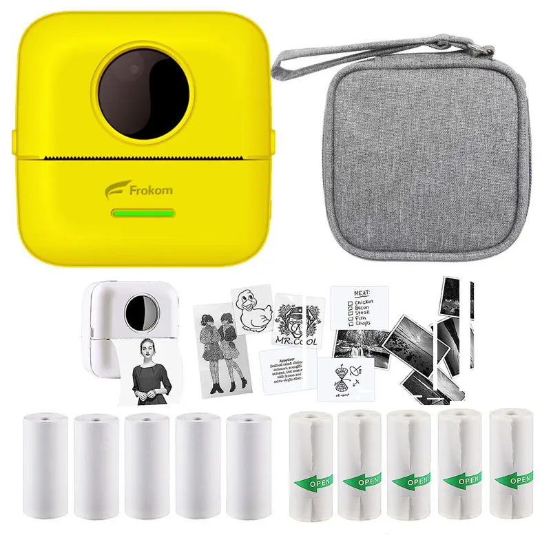 휴대용 소형 무선 블루투스 감열 프린터, 휴대용 접착 사진 인쇄, iOS 및 안드로이드 호환 라벨 프린터 