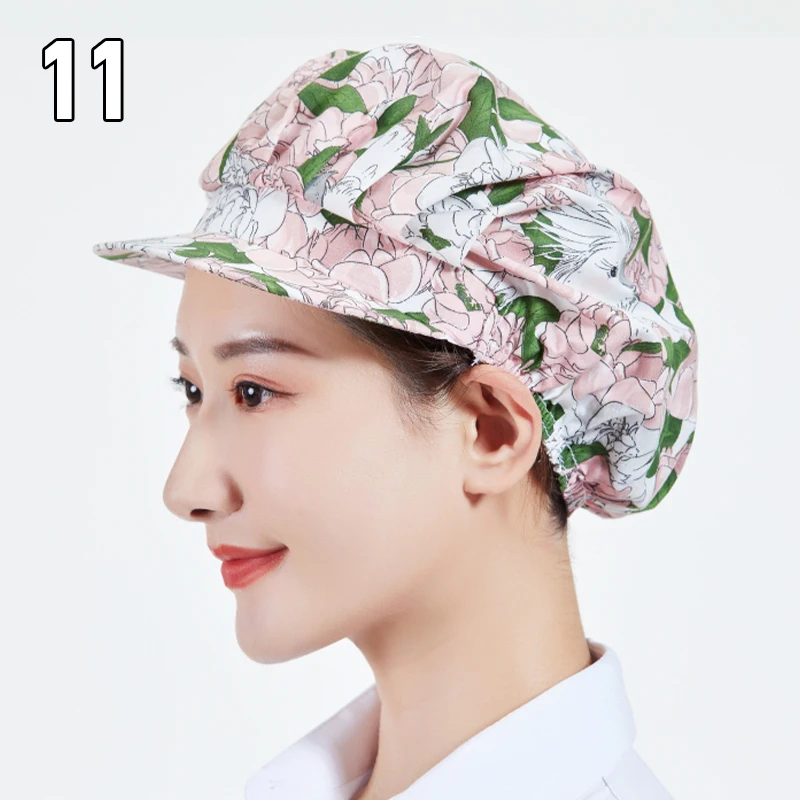 Cotton Chef Hat Fwomen Kitchen Home Cooking  Anti-fume Anti-hair Loss Sanitary Hat Food Catering BakerCook Hair Cap With Brim 6