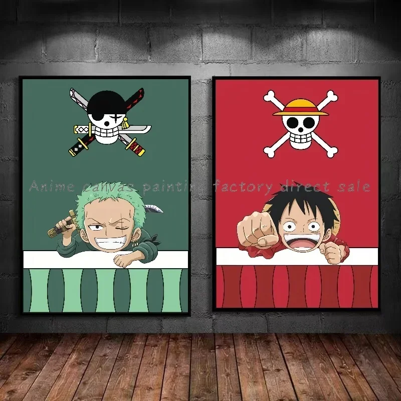 

Anime One Piece Luffy Zoro Childhood Poster HD Canvas Painting Wall Modern Home Wall Decoration Hanging Painting Children's Gift