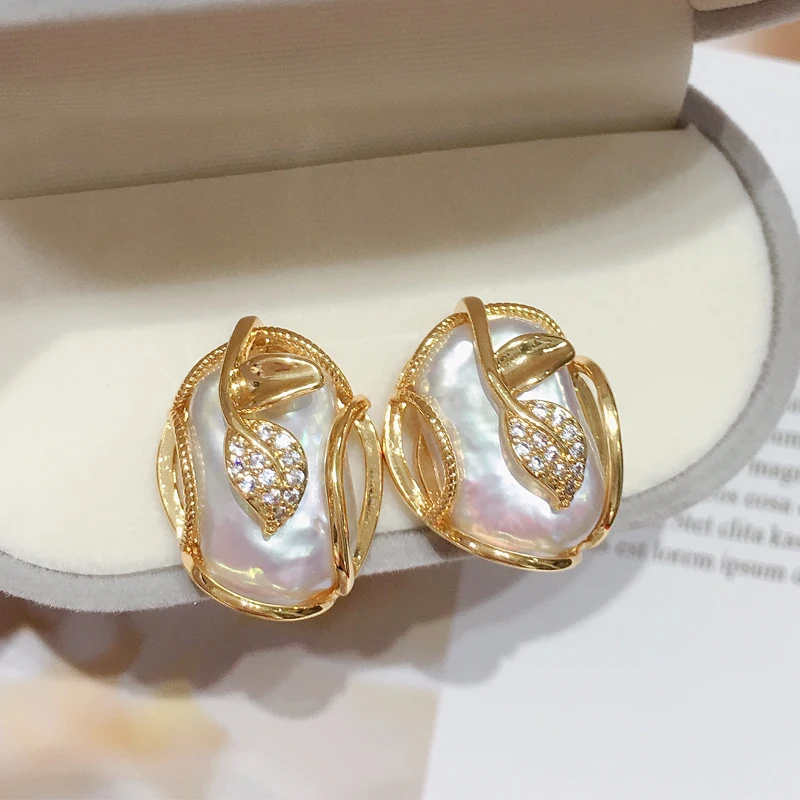 

SHDIYAYUN 2022 New 18k Gold Plating Earrings Natural freshwater Baroque Pearl S925 Sterling Silver Ear Needle For Women Jewelry