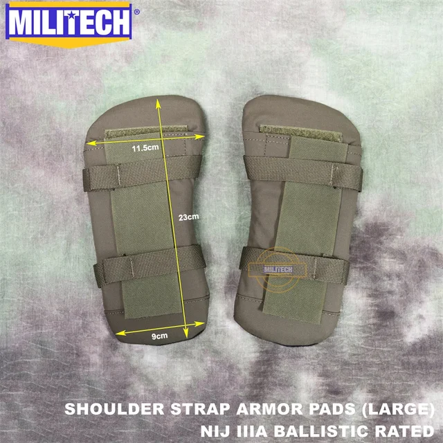 MILITECH Large NIJ Level 3A IIIA 0108.01 Bulletproof Shoulder Strap Armor Pads Modular Ballistic Padding 3