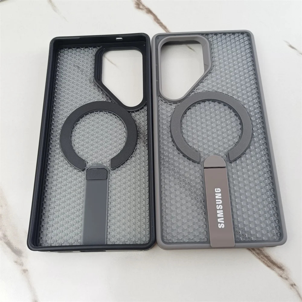 Luxury Breathable Mesh Magnetic Phone Case with Heat Dissipation Bracket