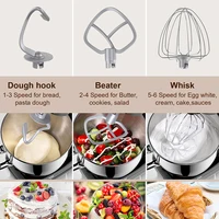 1500 Вт 6-скоростной 6,2 л кухонный миксер для еды, электрический блендер, автоматический миксер на подставке с таймером, венчик для крема, яиц, венчик, тестомес — изображение 3