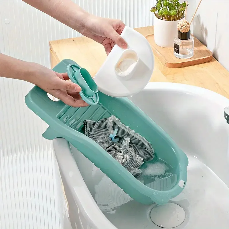 Mini Portable Thickened Plastic Washboard Basin Hand Washing Delicates Socks Underwear Compact Laundry 1pc