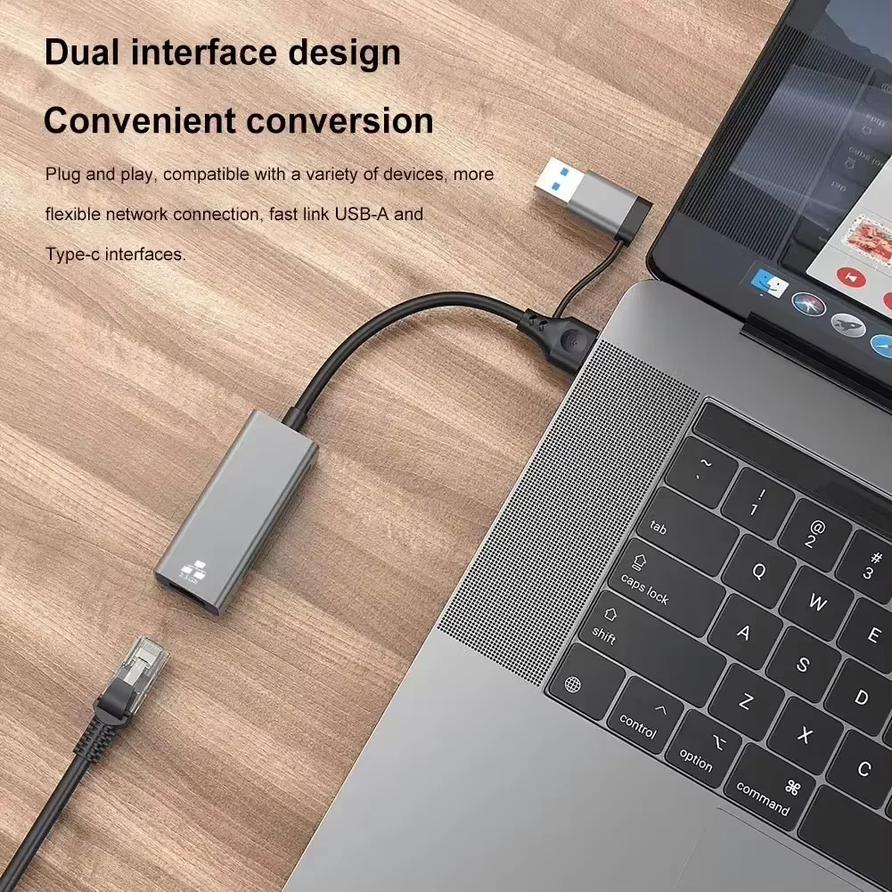 USB Ethernet Adapter 2500Mbps 1000Mbps USB3.0 Network Card 2.5G Ethernet Gigabit Adapter Lan Hub for MacBook Win 7/8/10/11