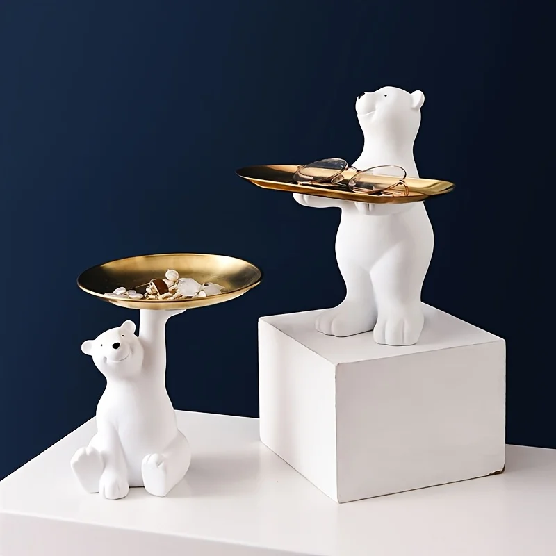 1pc Minimalist Polar Bear Tray-Creative Cosmetic Key Desktop Storage Tray Ornament for Home Decoration 1 1pc Minimalist Polar Bear Tray-Creative Cosmetic Key Desktop Storage Tray Ornament for Home Decoration 1