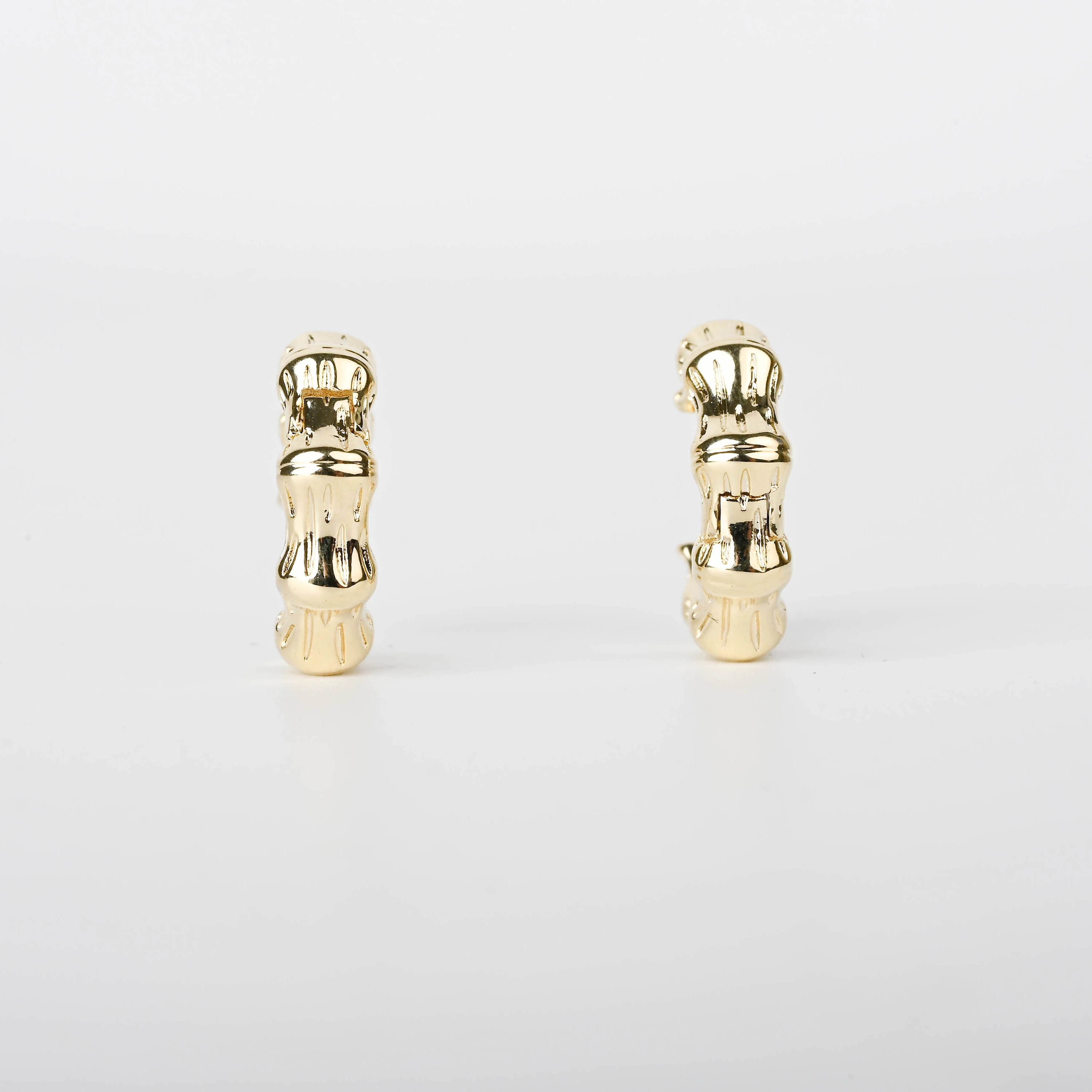 

Free Shipping Basic-20 Bamboo Joint Copper Plated Gold Color Circle Round Fashion Earrings For Women