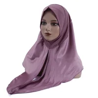 Muslim Hijab Satin Amira Women Pull On Headscarf Instant Scarf Turban Eid Islamic Prayer Hijab Shawls Wrap Niqab Nikab Scarves