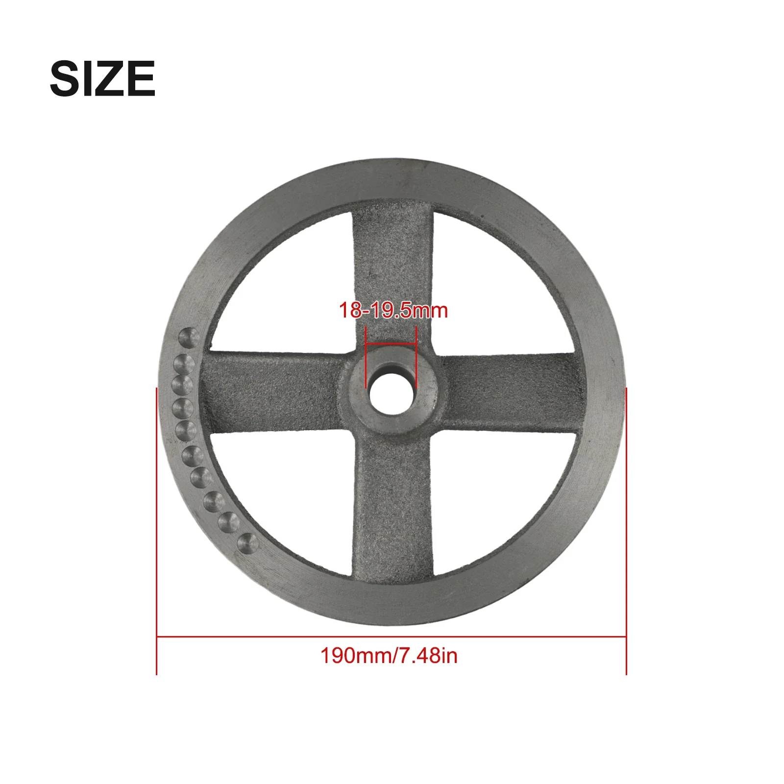 Double-Groove V-Belt Pulley - 100mm Diameter, 19mm Bore, For Air Compressor / Driven Wheel