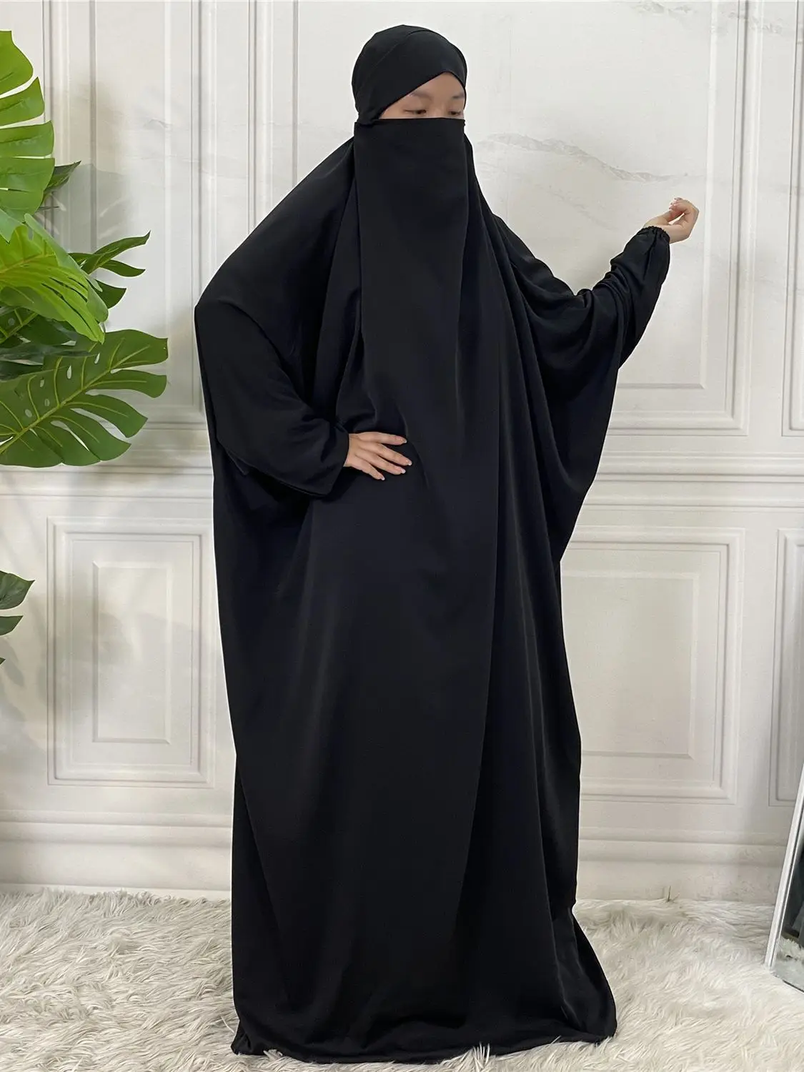GladThink Mujer musulmán Medio Oriente Arabia Vestido Largo con Hijab 