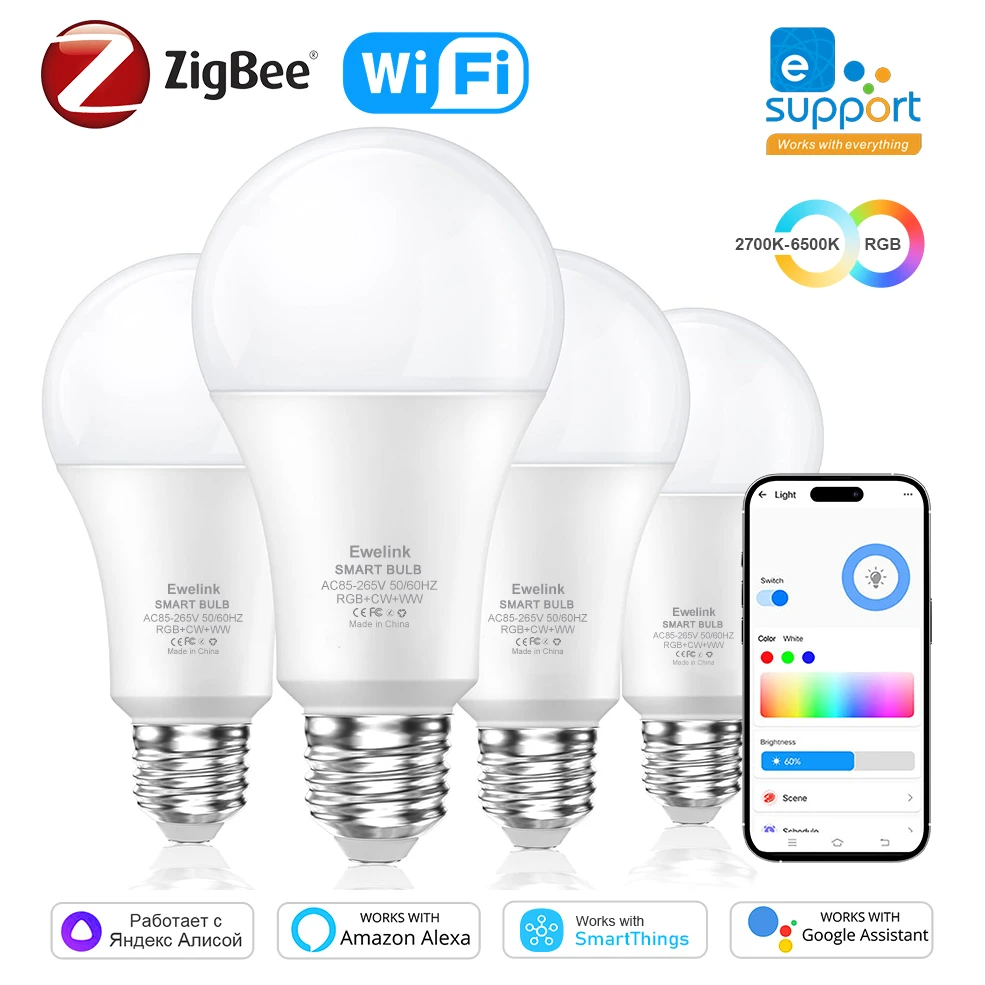 COOLO EWelink WiFi Zigbee Smart LED lampadine 15W 18W E27 lampada dimmerabile funziona con Alexa Google Home Smartthings 33 Alice