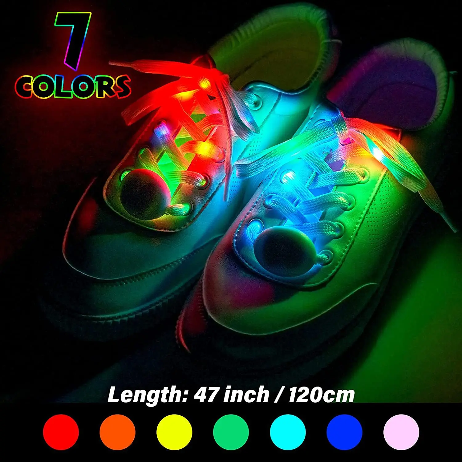 2Pcs LED Sport Luminous Shoelaces Glow Shoe Strings Round