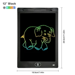 Colorful LCD Drawing Board for Kids - Electronic Writing and Painting Pad, Creative Toy for Children (12 Inch Black)