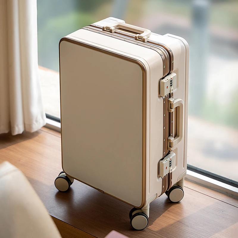 Gilding Aluminum Frame Suitcase Thickened PC Multifunctional 20 inch Boarding box Morandi Color Series 24/ 26 inch Trolley Case