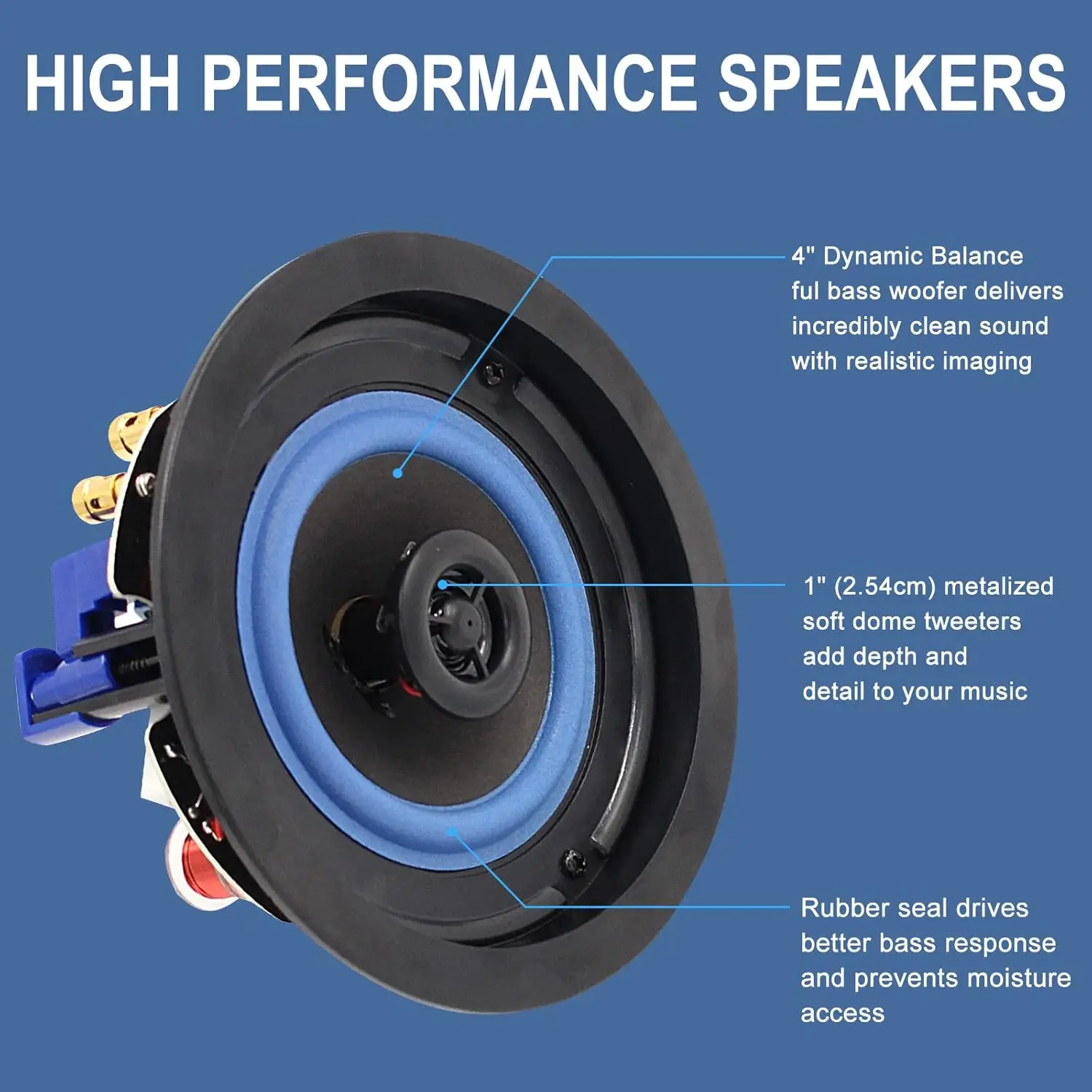 Wall Ceiling Speaker 4&rdquo; 160 Watts 2 Way Flush Mount In Ceiling In Wall Speakers For Bathroom Kitchen Living Room Office
