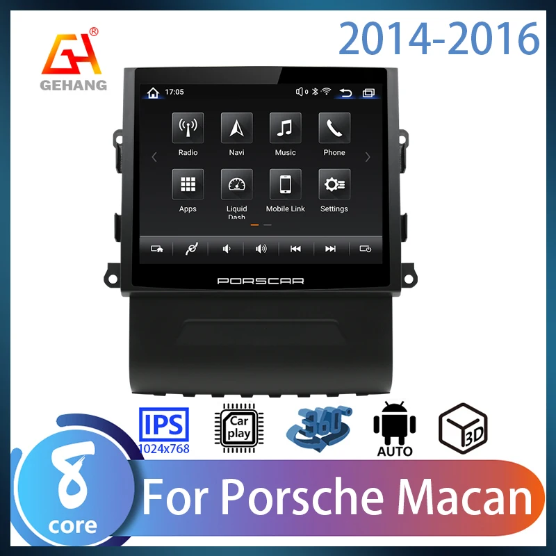 

Автомобильный радиоприемник GEHANG, стерео 4G LTE 64G для Porsche Macan 2010-2017, мультимедийный автомобильный плеер на Android, беспроводной carplay