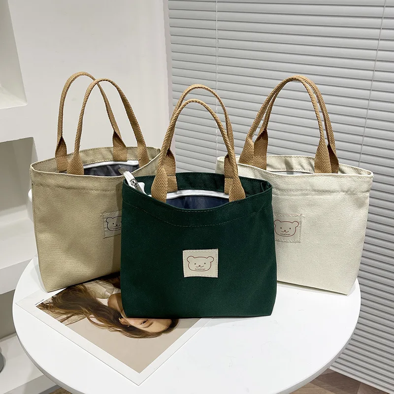 

Маленькая японская холщовая Портативная сумка для ланча, вместительная удобная сумка для путешествий, семейная простая и универсальная искусственная кожа