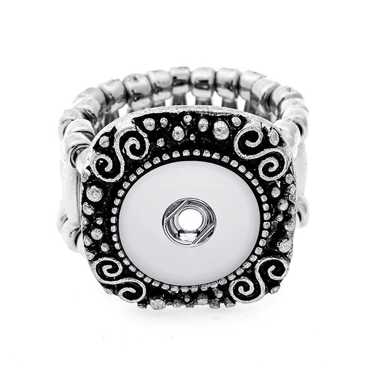 15pcs 12mm Snap Jewelry Rings Elastic Adjustable Vintage Metal Mini Snap Button Ring Women Interchangeable Buttons Jewelry