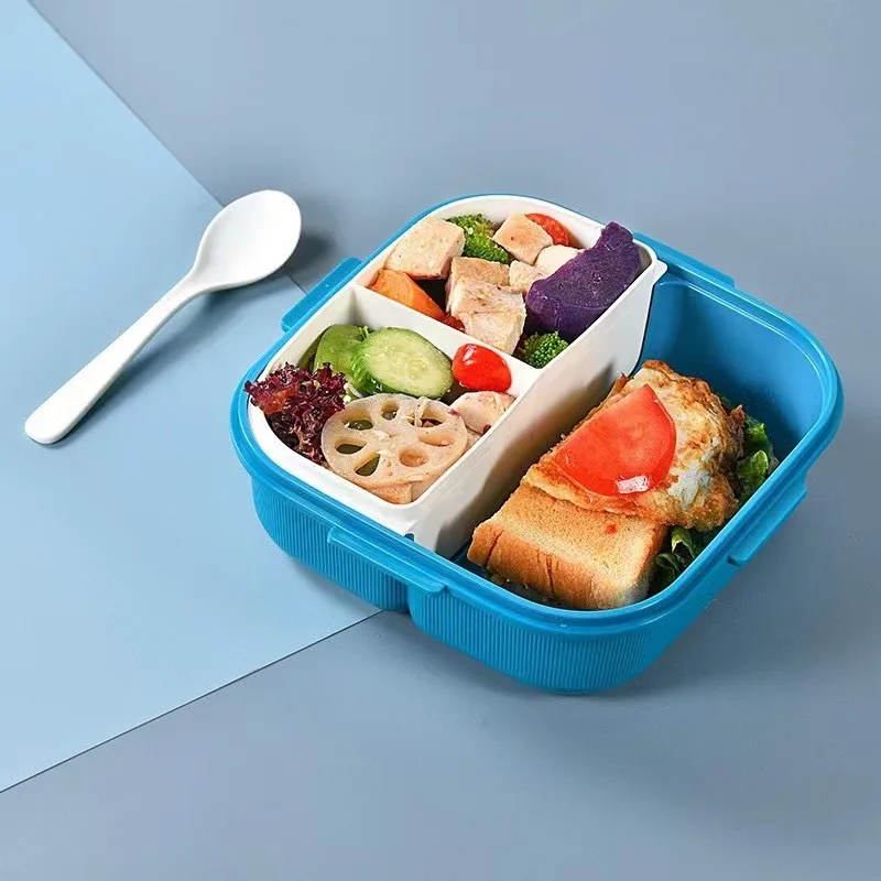 Compact & Versatile 3-Compartment Microwaveable Lunch Box with Kettle