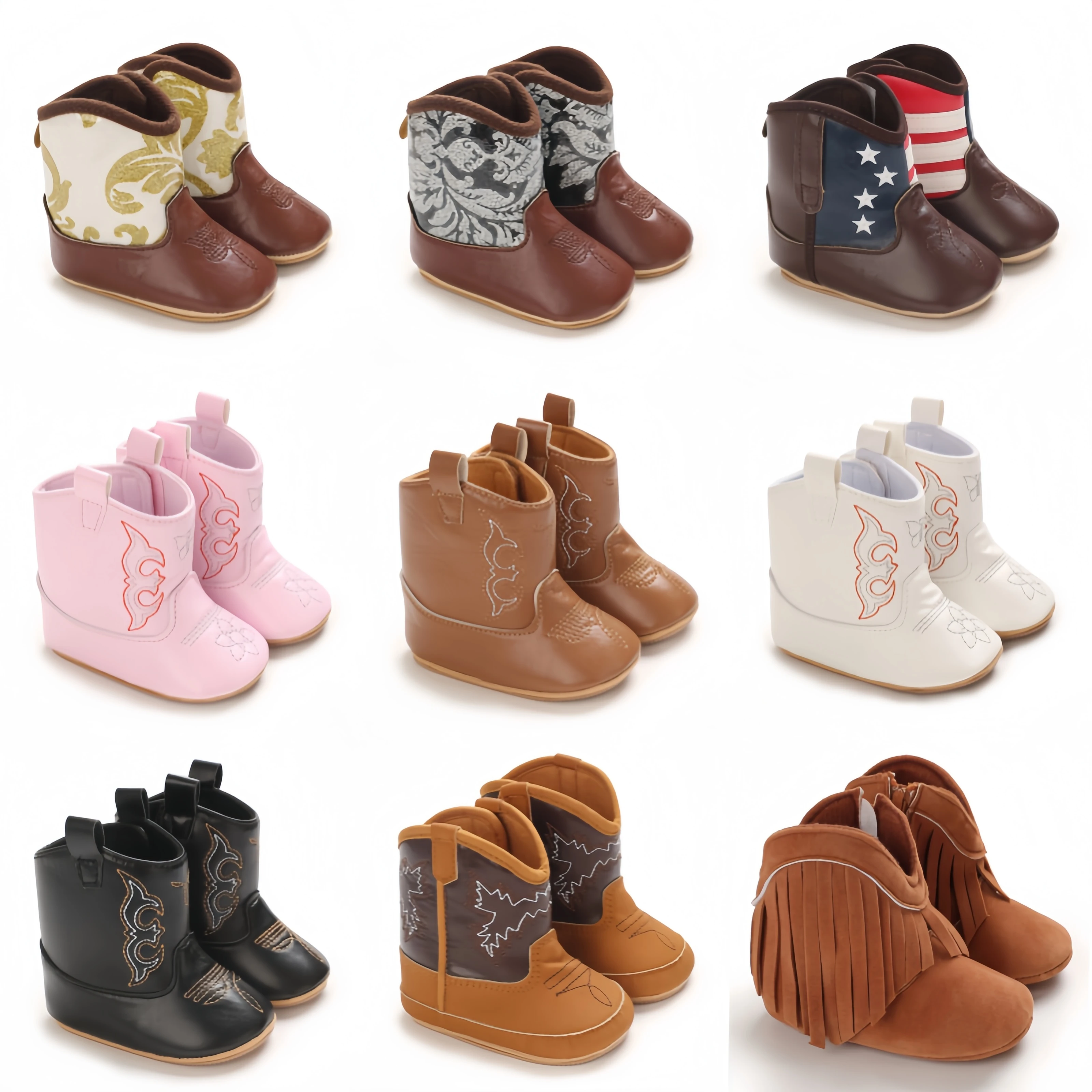 Fashionable and popular baby shoes Western denim midsole boots autumn and winter warm and anti slip casual walking shoes 1