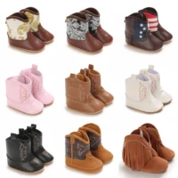 Fashionable and popular baby shoes Western denim midsole boots autumn and winter warm and anti slip casual walking shoes 1