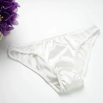 100% mulberry silk sexy silk lace underwear breathable low waist comfortable antibacterial briefs lingerie femme panties 1