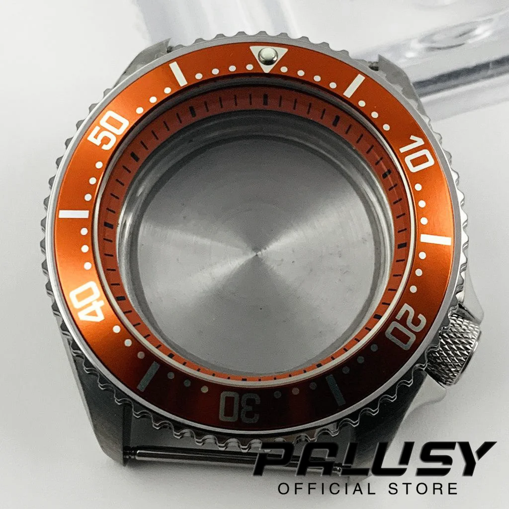 

42mm Stainless Steel Case Titanium Bezel Effen 316L Roestvrij Staal Orange Ring Watch Case Fit SKX007 SKX009 NH35 NH36 Movement