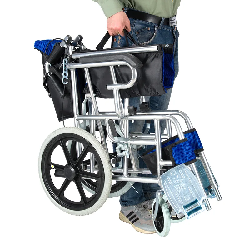 16Ferry-Inch Manual Wheelchair Portable Mobile Walker Patient Elderly Scooter Back Foldable