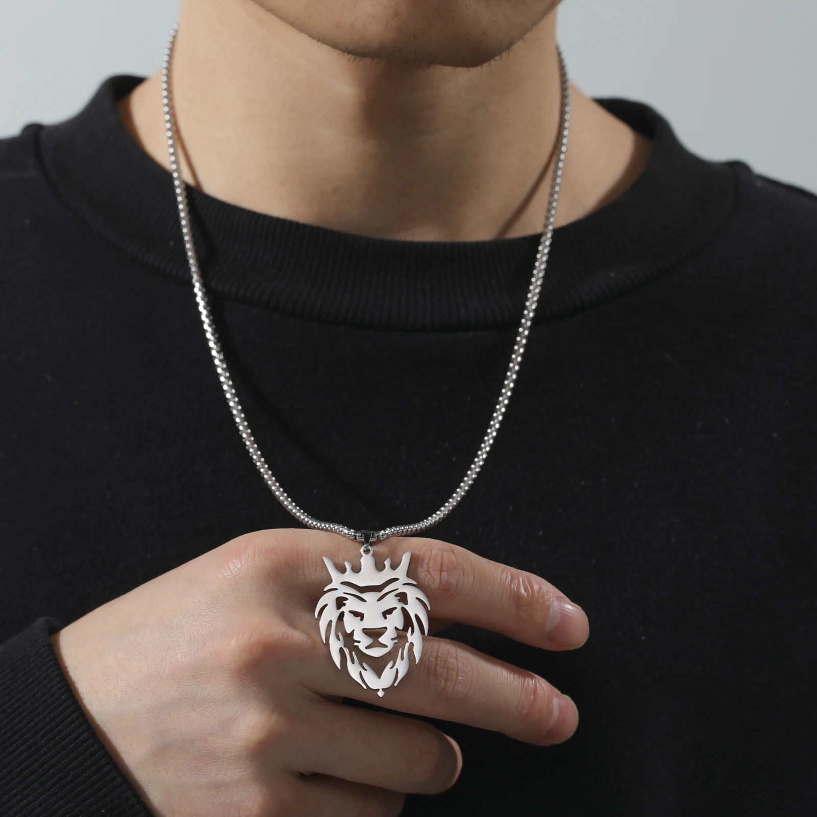 Vassago Lion Collana Corona In Acciaio Inossidabile Lion Animal Jewelry Hip Hop Fashion Men'S Jewelry Bomboniere