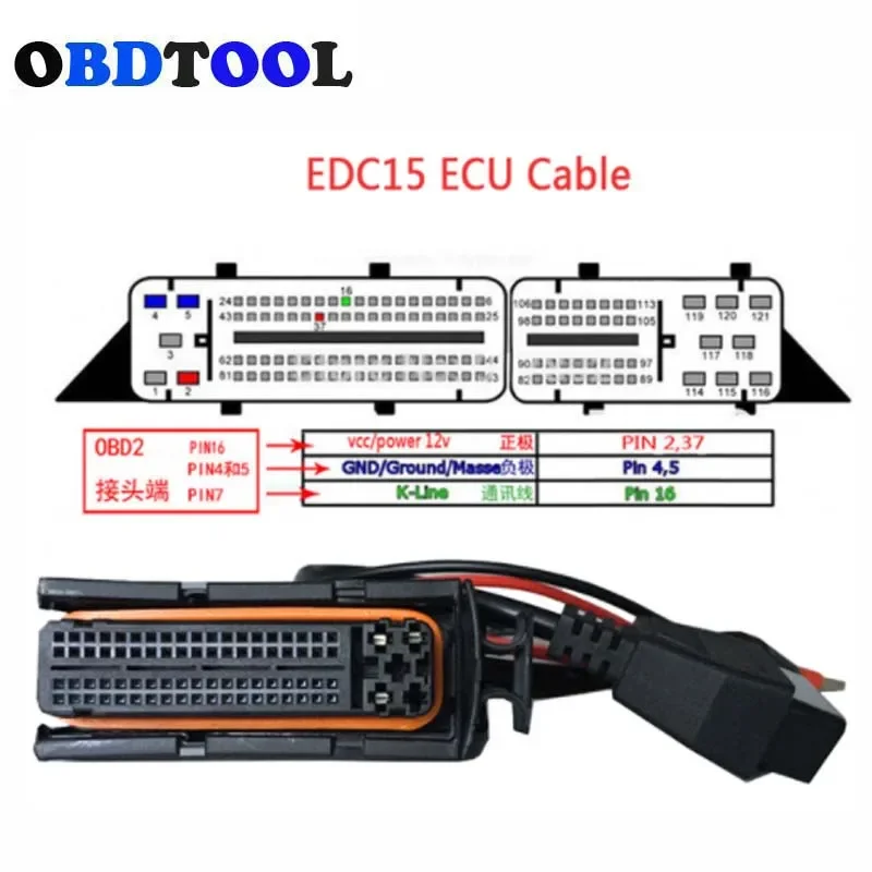 Cavo Diagnostico Adattatore Obd 81Pin F + Dc Edc15 15P 15V 15Vm Connettore Ecu Per Audi Vag Group Obd2 Plug Modifica Linea 81Pin