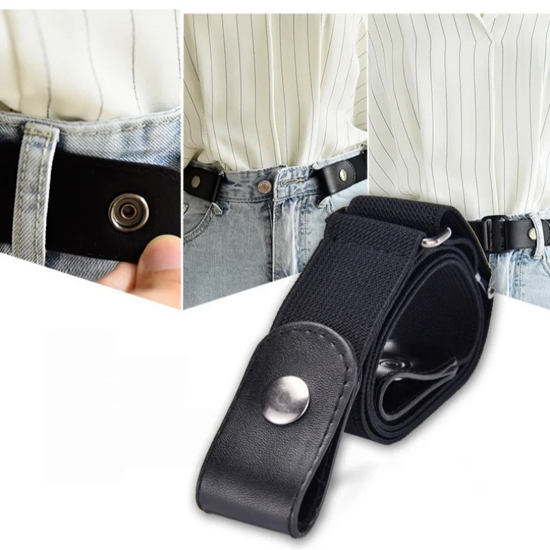 Buckle-Free Elastic Waist Belt for Jeans and Dresses - No Bulge, No Hassle