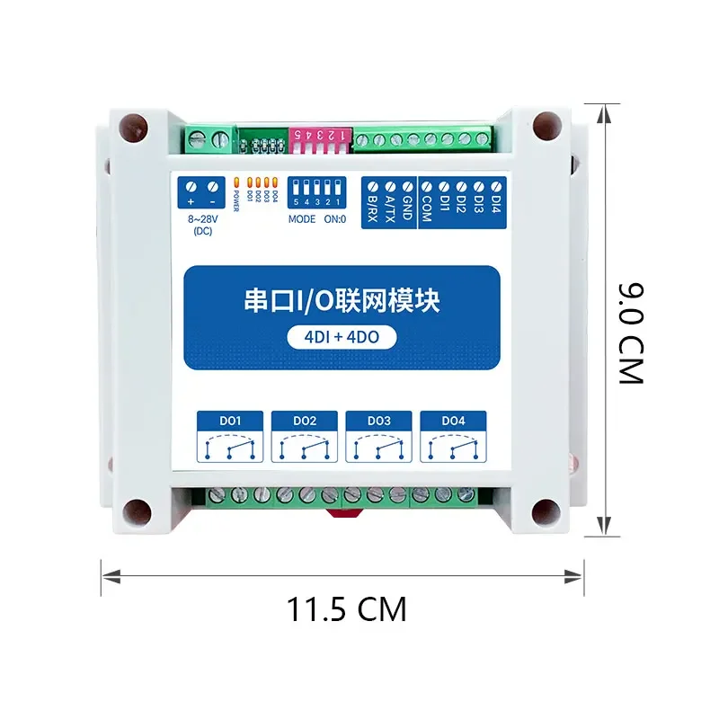 4DI+4DO 4 Digital Outputs Modbus RTU Industrial Grade Serial Port I/O Networking Module RS485 Control MA01-AXCX4040