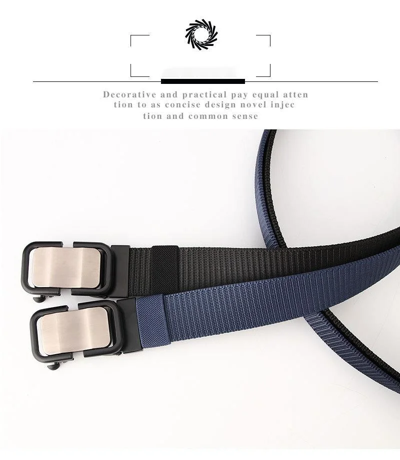 New Nylon Belt with Toothless Automatic Buckle for Men's Casual Versatile Belt, Unisex and Youth Fashion Style_voghion.com