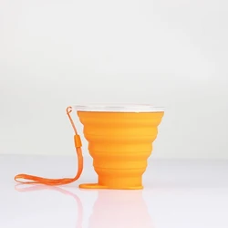 Silicone Collapsible Travel Cup - 270ML Reusable & Foldable Mug for Camping and Outdoor Adventures (Orange)