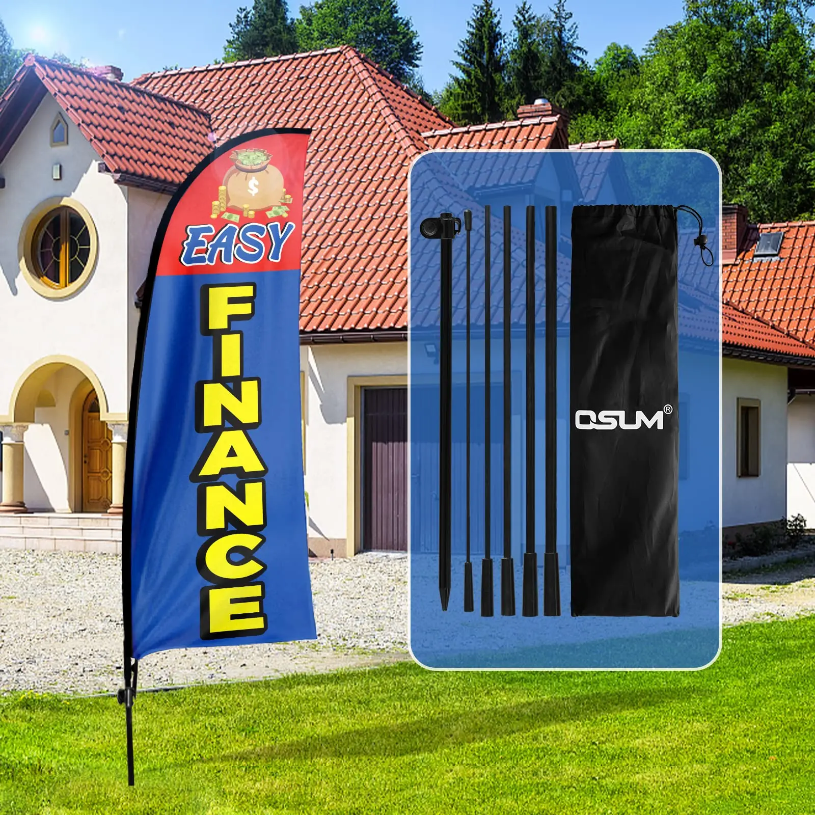 

FSFLAG Easy Finance Swooper Flag,7FT Easy Finance Advertising Feather Flag With Pole Kit, Ground Spike, Easy Finance Signs