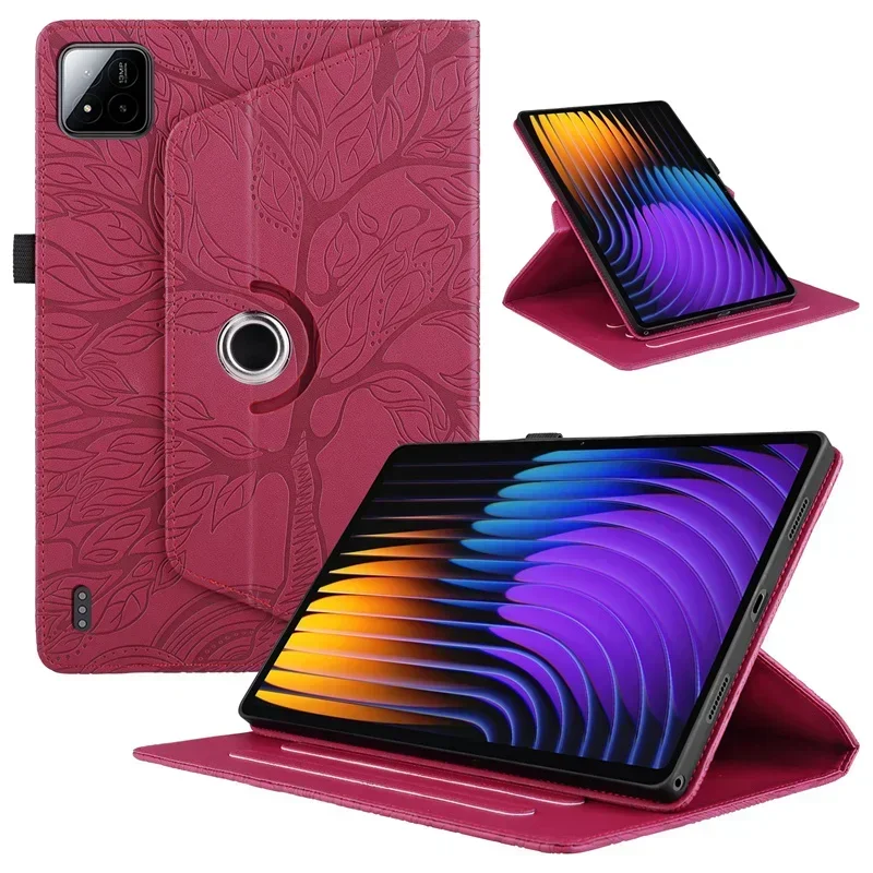Premium PU Leather 360 Rotating Stand Cover with Embossed Tree Design