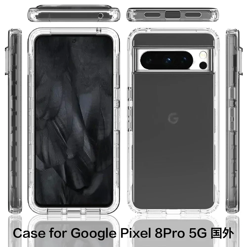 Google Pixel 8 5G / Pixel 8 Pro 하이브리드 충격 방지 쉘 듀얼 레이어 캔디 컬러 커버 Funda Capa 용 투명 TPU/PC 케이스