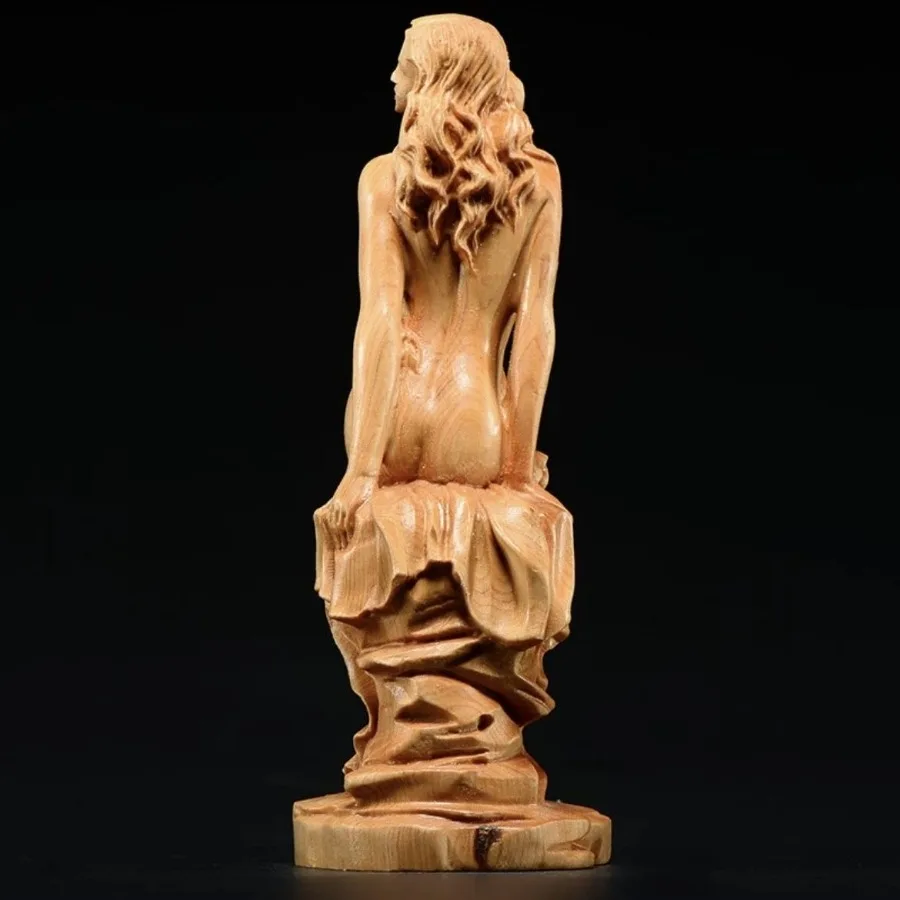 Solid Wood Statue Character Nude Woman Ornaments Home Living Room Bedroom Decoration Figurines Goddess Modern Girl Art Sculpture 3