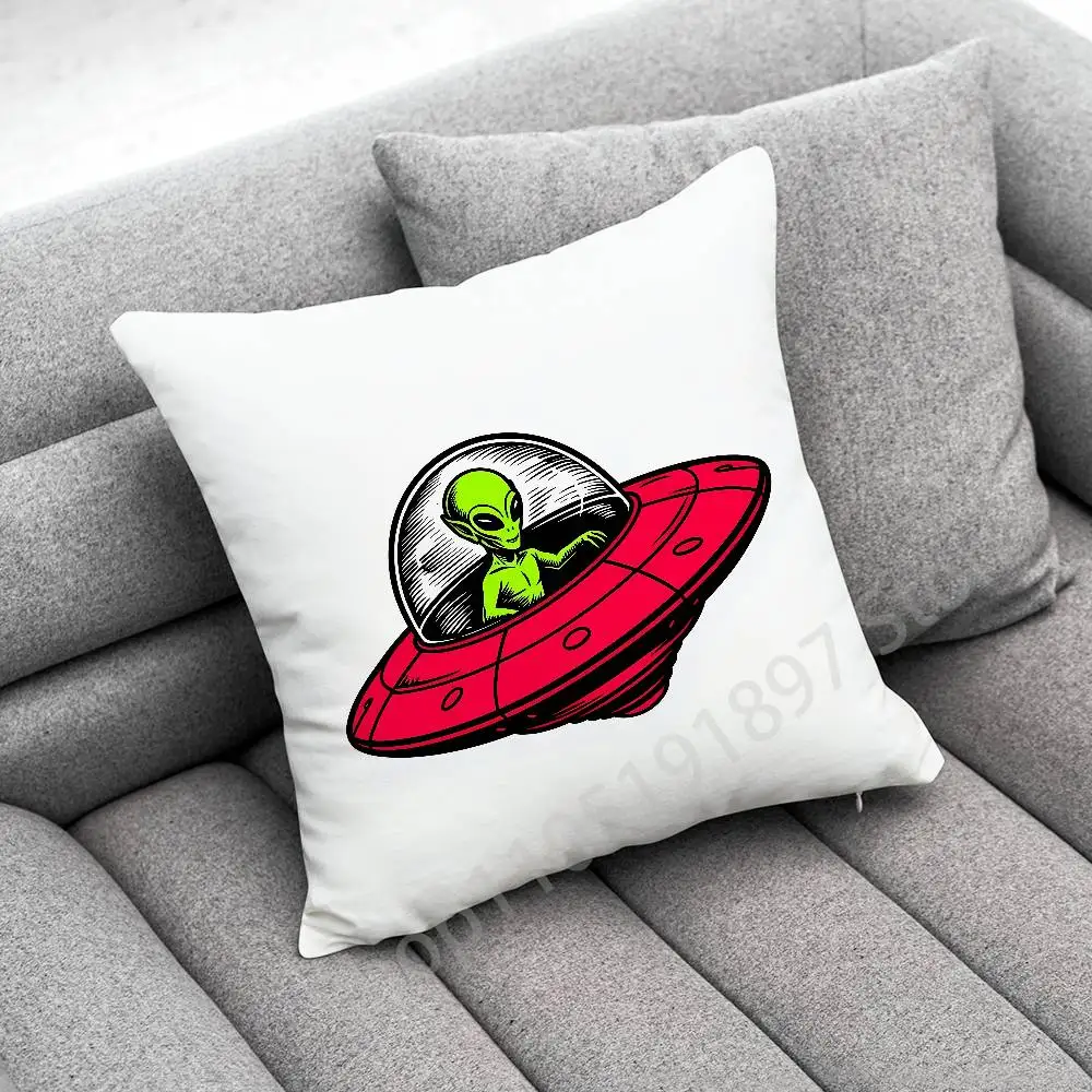 Lustiger Weltraum-UFO-Alien-Sache-Kissenbezug für 55 x 55 cm, 30 x 30 cm, 50 x 50 cm, 45 x 45 cm, 40 x 40 cm, quadratischer Stuhl-Kissenbezug – Detail 13