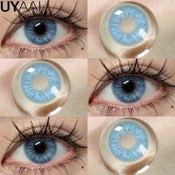 UYAAI Capri Series Natural Blue Cosmetic Contact Lenses - New Style, 2 - Pack (Misty Rose Sea Blue)