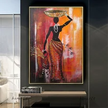 

Hand-Painted African Tribal Woman Canvas Oil Painting Figures Oil Painting On Canvas Africa Life Girl Pictures For Living Room