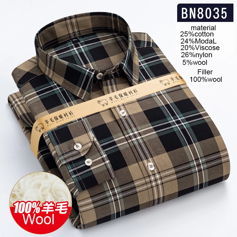 Luxury hight qulity Wool warm long-sleeve shirts for men Plush and thicken plaid striped shirt soft cold-proof office clothes waterproof kid painting aprons art smock stain proof artist smock art apron painting supplies artist costume pockets long sleeve