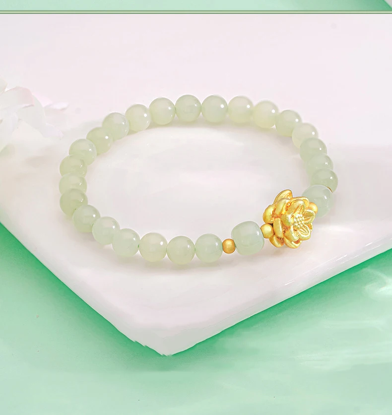 Nationaler Windschmuck, vergoldet, Lotus-Handschnur, Blütenblume, luxuriöses High-End-Armband für Damen, modisch – Detail 4